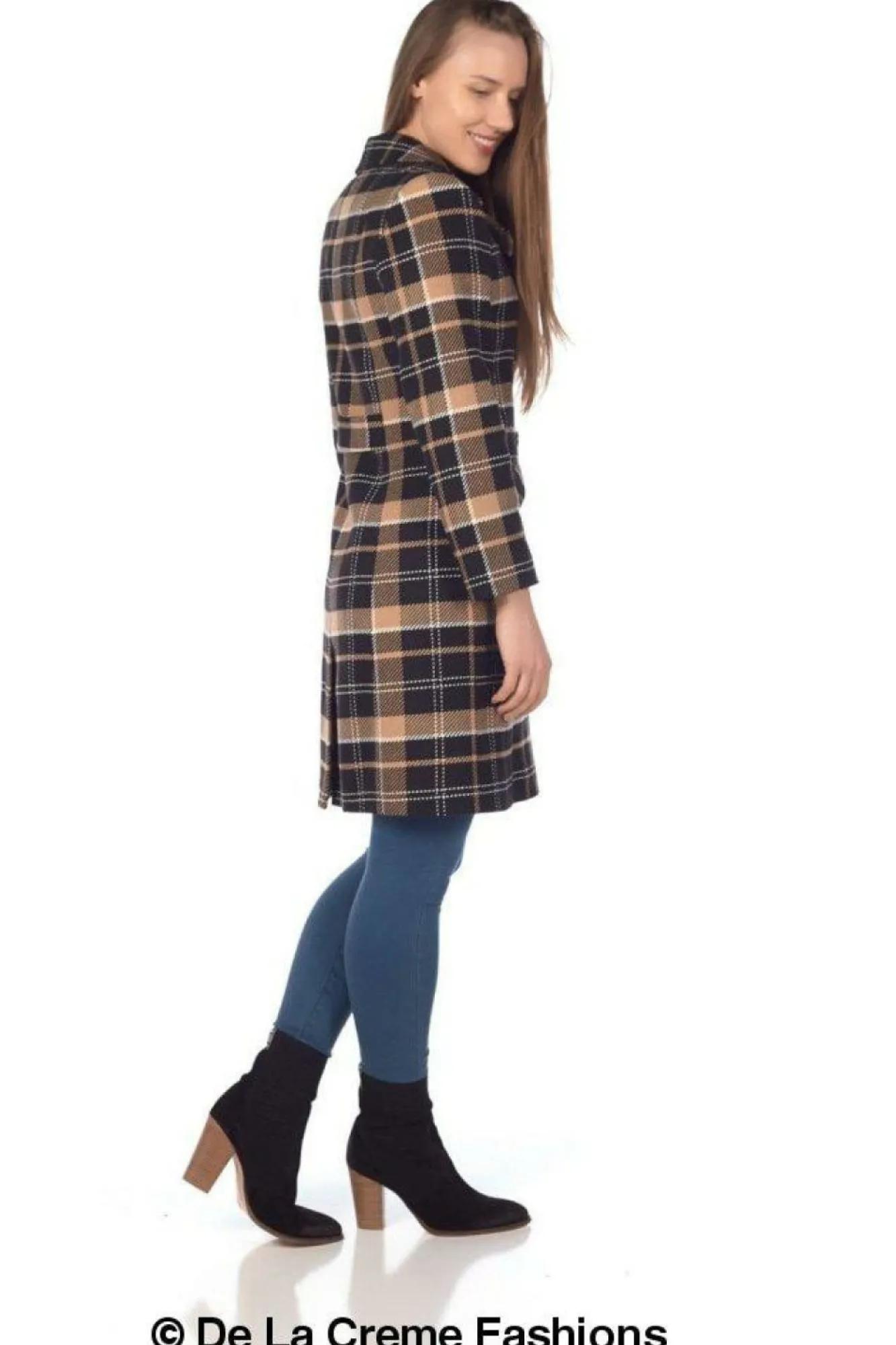 Outerwear^De La Creme Fashions Tartan Check Double Breasted Coat