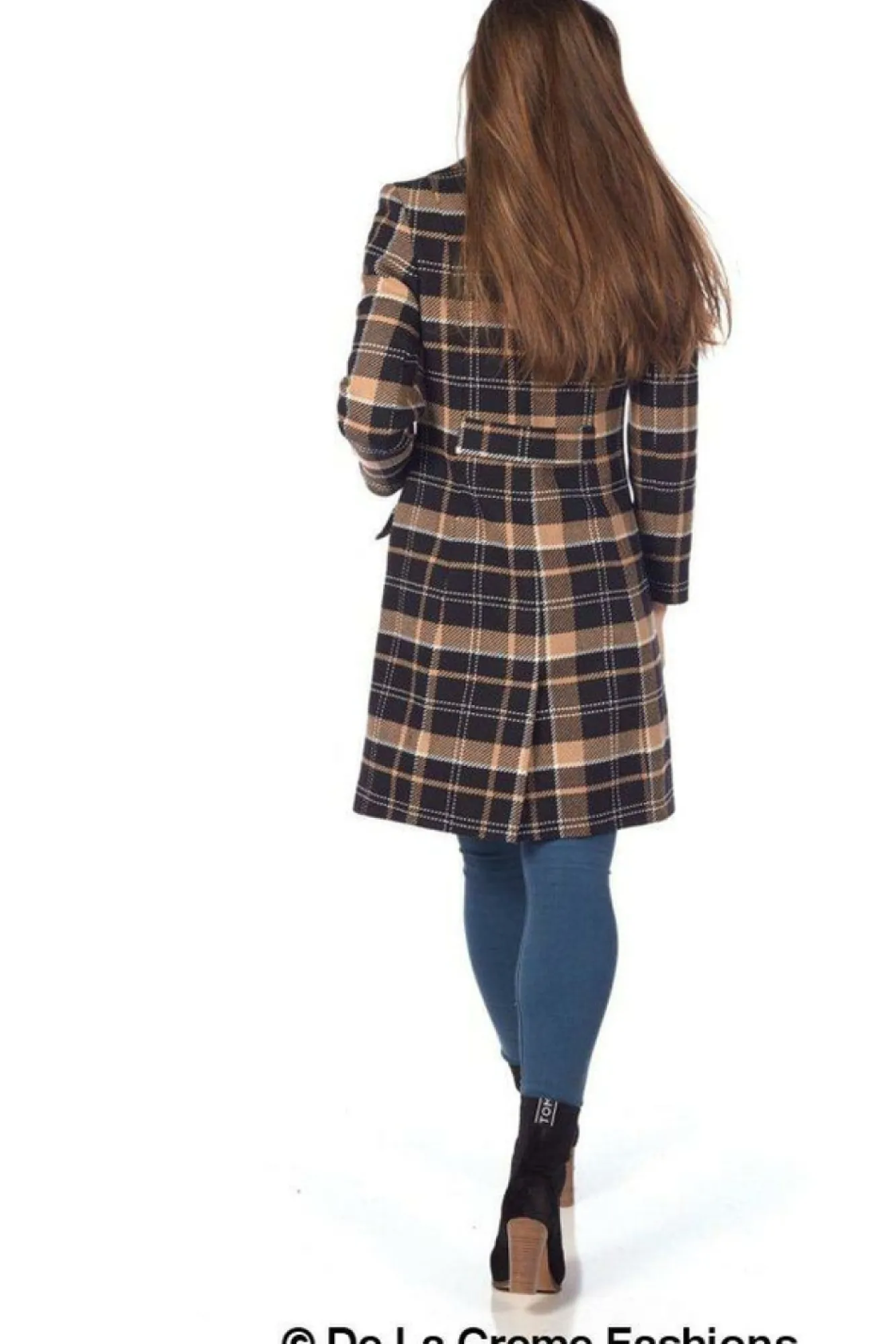 Outerwear^De La Creme Fashions Tartan Check Double Breasted Coat