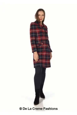 Outerwear^De La Creme Fashions Tartan Check Double Breasted Coat