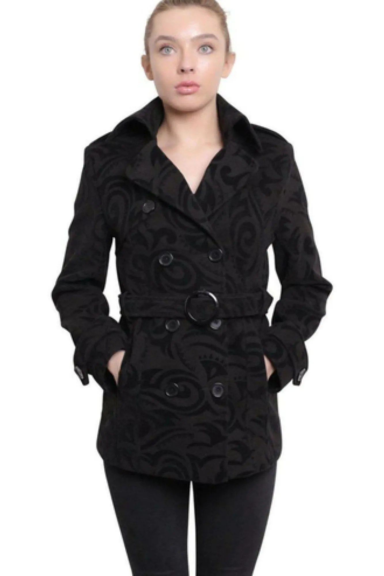 Outerwear^De La Creme Fashions Tribal Print Double Breasted Short Coat