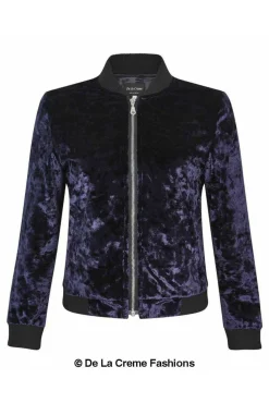Outerwear^De La Creme Fashions Velvet Zip-Thru Varsity Bomber Jacket