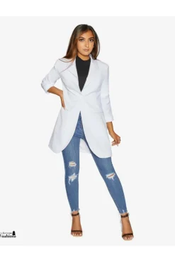 Outerwear^De La Creme Fashions Womens Curved Hem Longline Blazer