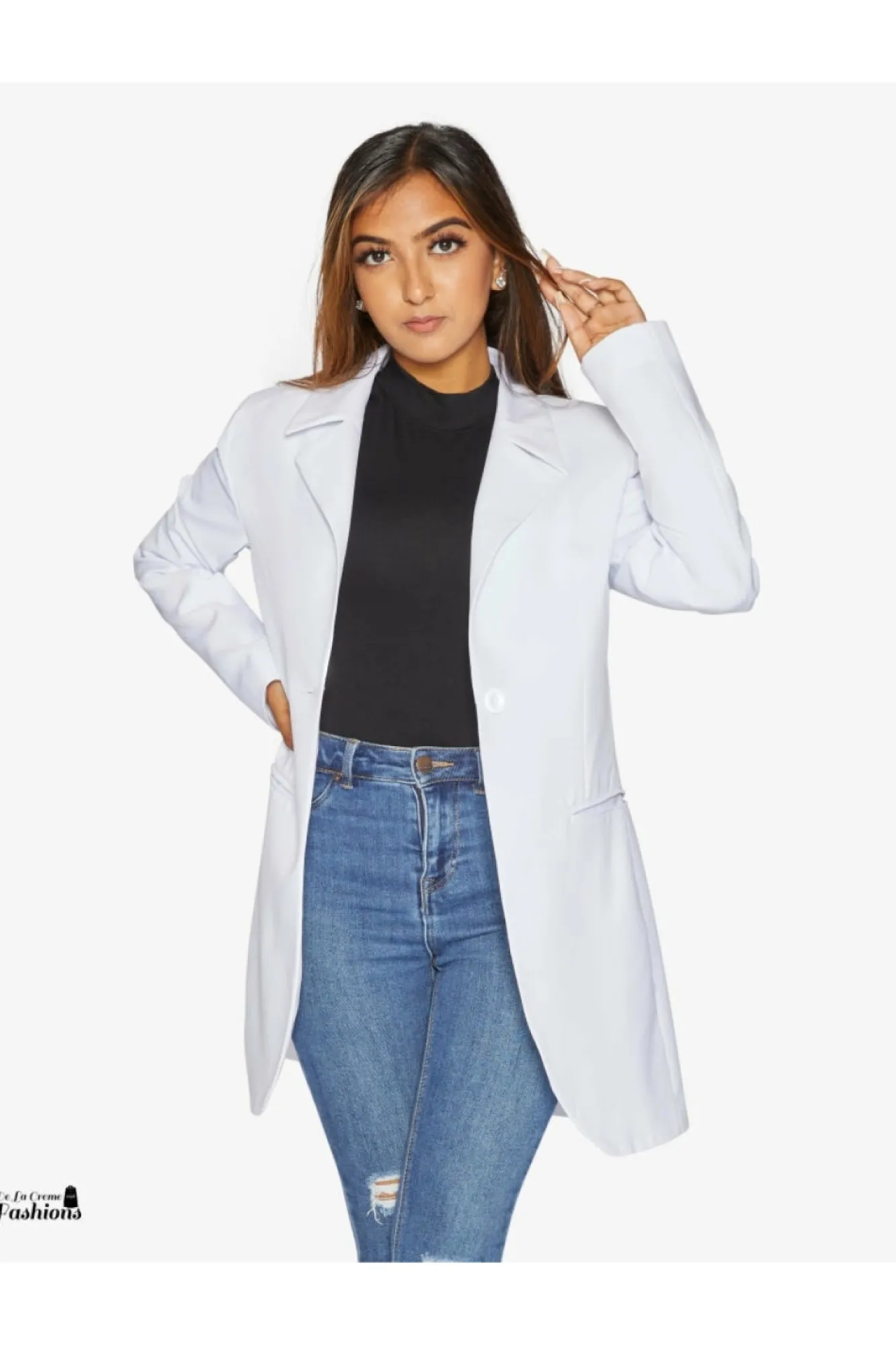 Outerwear^De La Creme Fashions Womens Curved Hem Longline Blazer