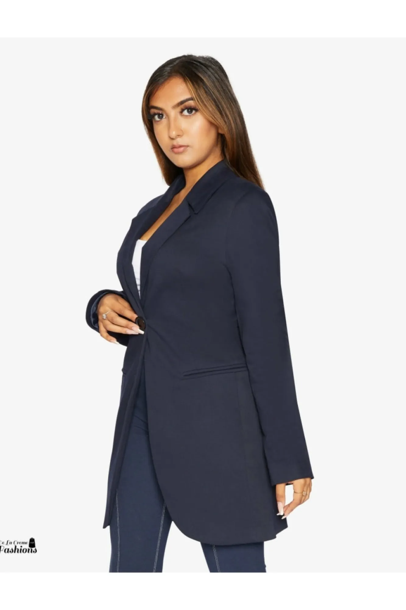 Outerwear^De La Creme Fashions Womens Curved Hem Longline Blazer