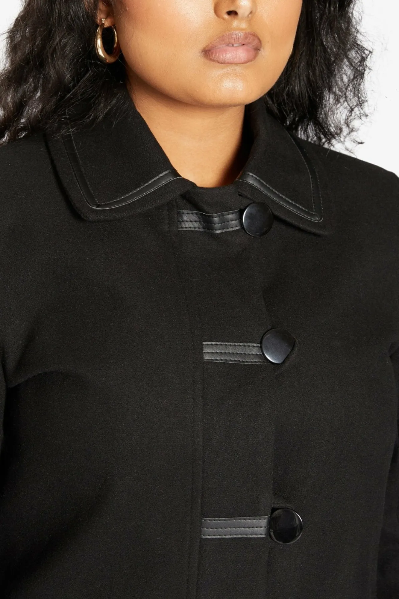 Outerwear^De La Creme Fashions Wool Blend Contrast Trim Coat