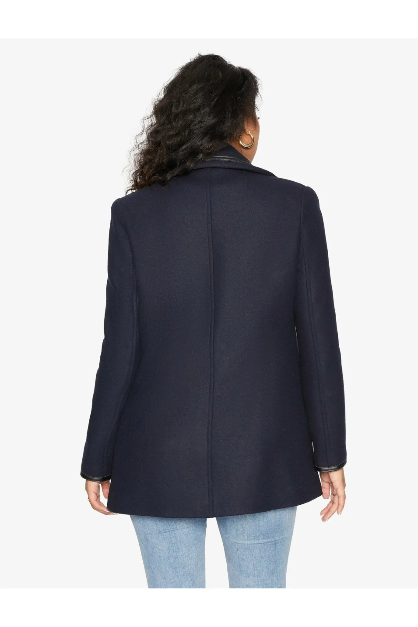 Outerwear^De La Creme Fashions Wool Blend Contrast Trim Coat