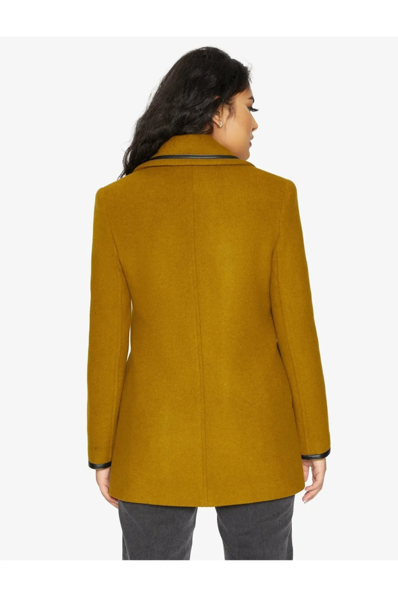 Outerwear^De La Creme Fashions Wool Blend Contrast Trim Coat