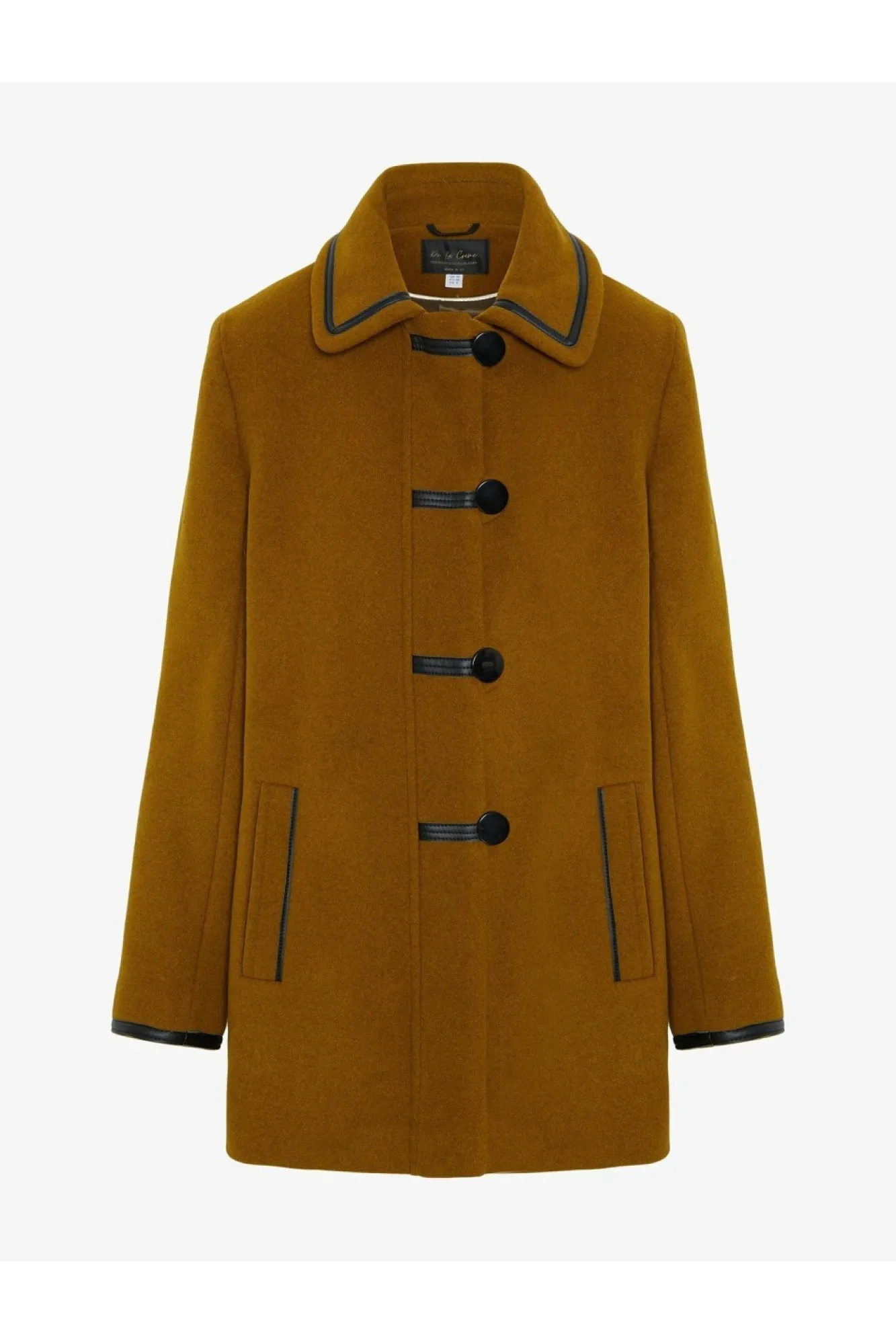 Outerwear^De La Creme Fashions Wool Blend Contrast Trim Coat