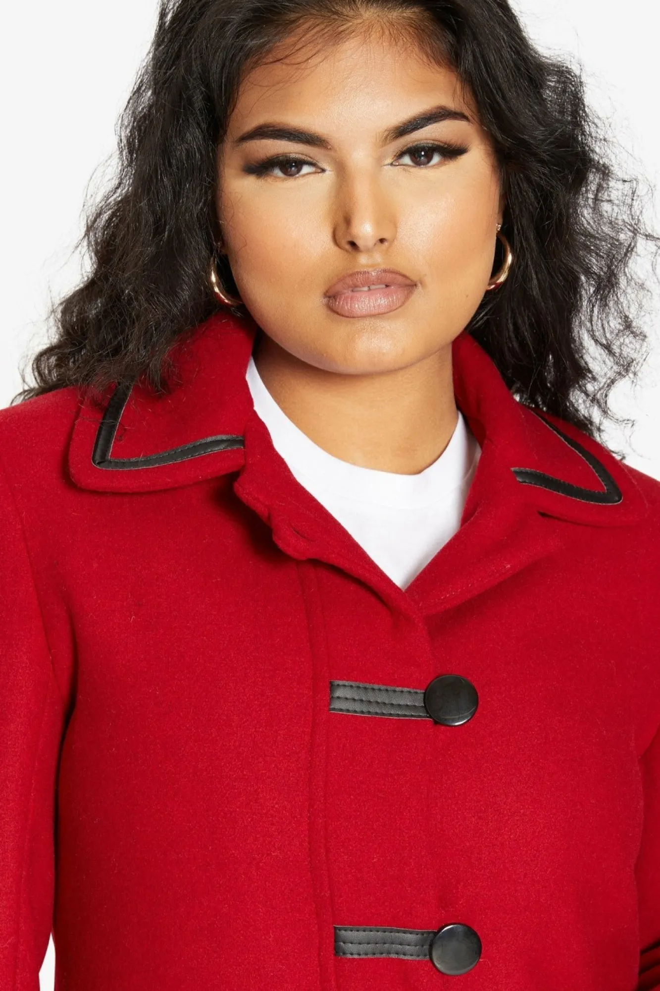 Outerwear^De La Creme Fashions Wool Blend Contrast Trim Coat