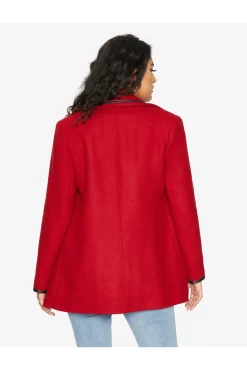 Outerwear^De La Creme Fashions Wool Blend Contrast Trim Coat