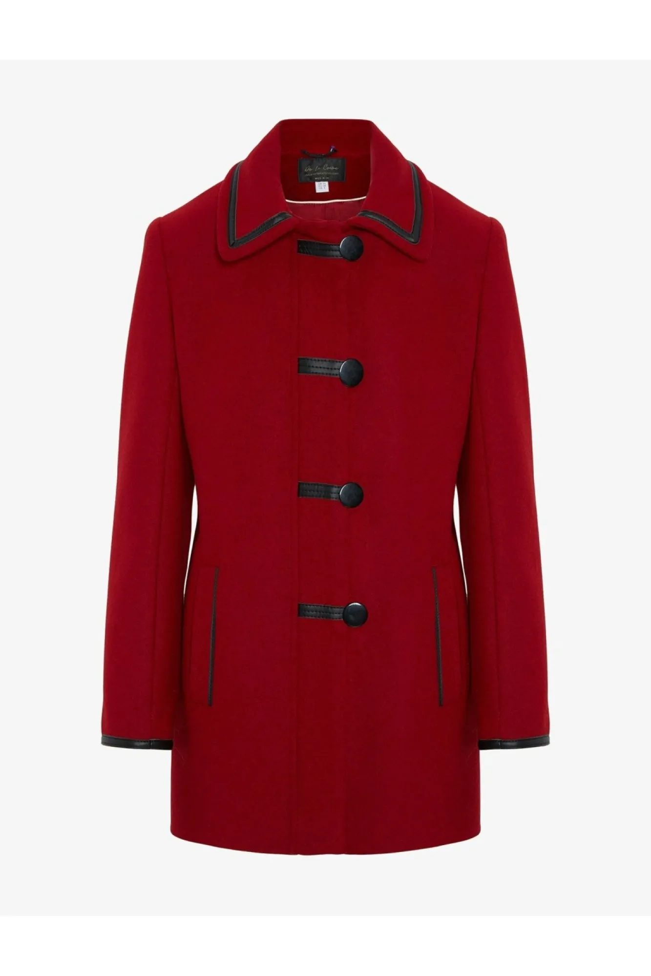 Outerwear^De La Creme Fashions Wool Blend Contrast Trim Coat