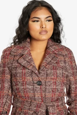 Outerwear^De La Creme Fashions Wool Blend Check Military Duster Coat