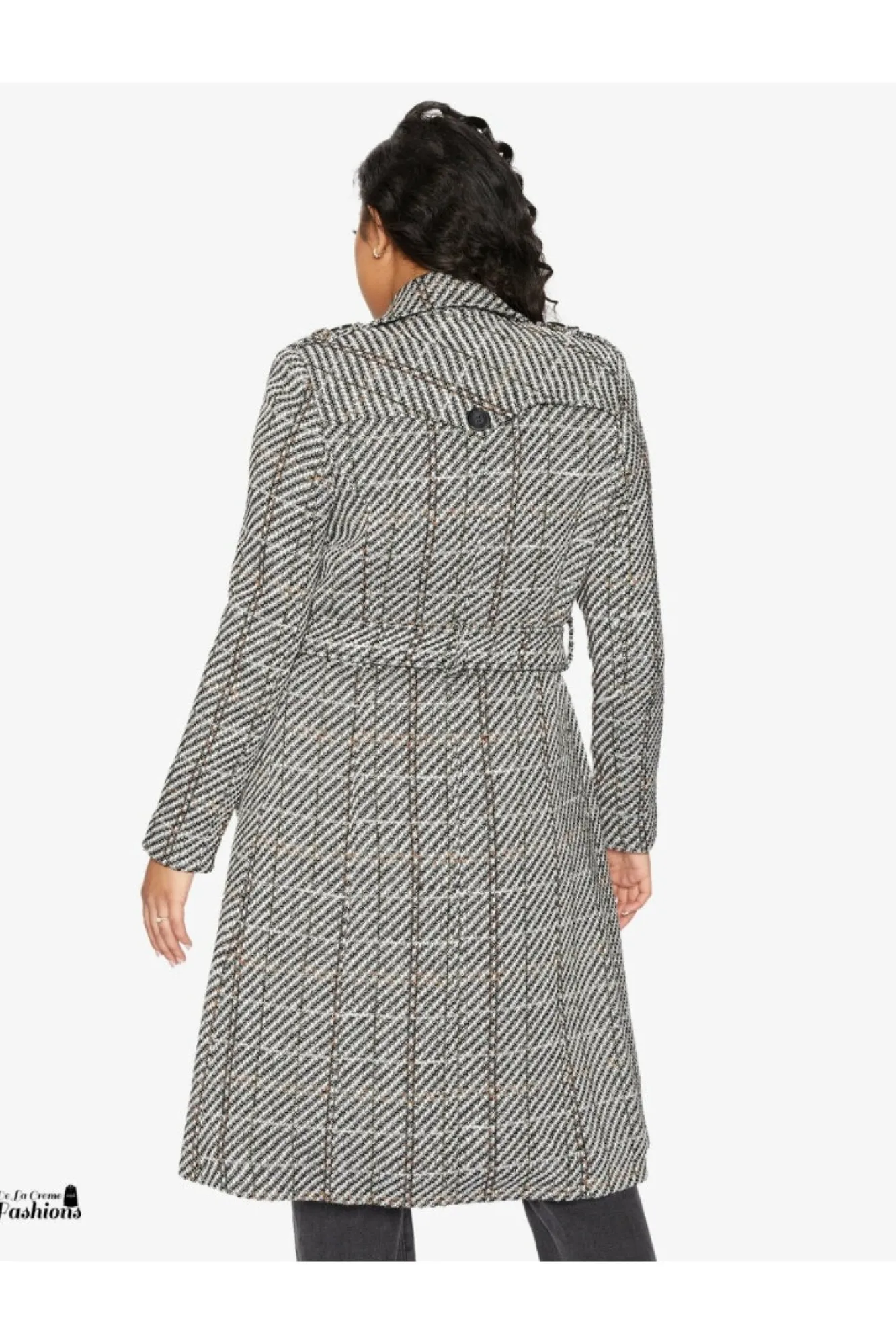 Outerwear^De La Creme Fashions Wool Blend Check Military Duster Coat
