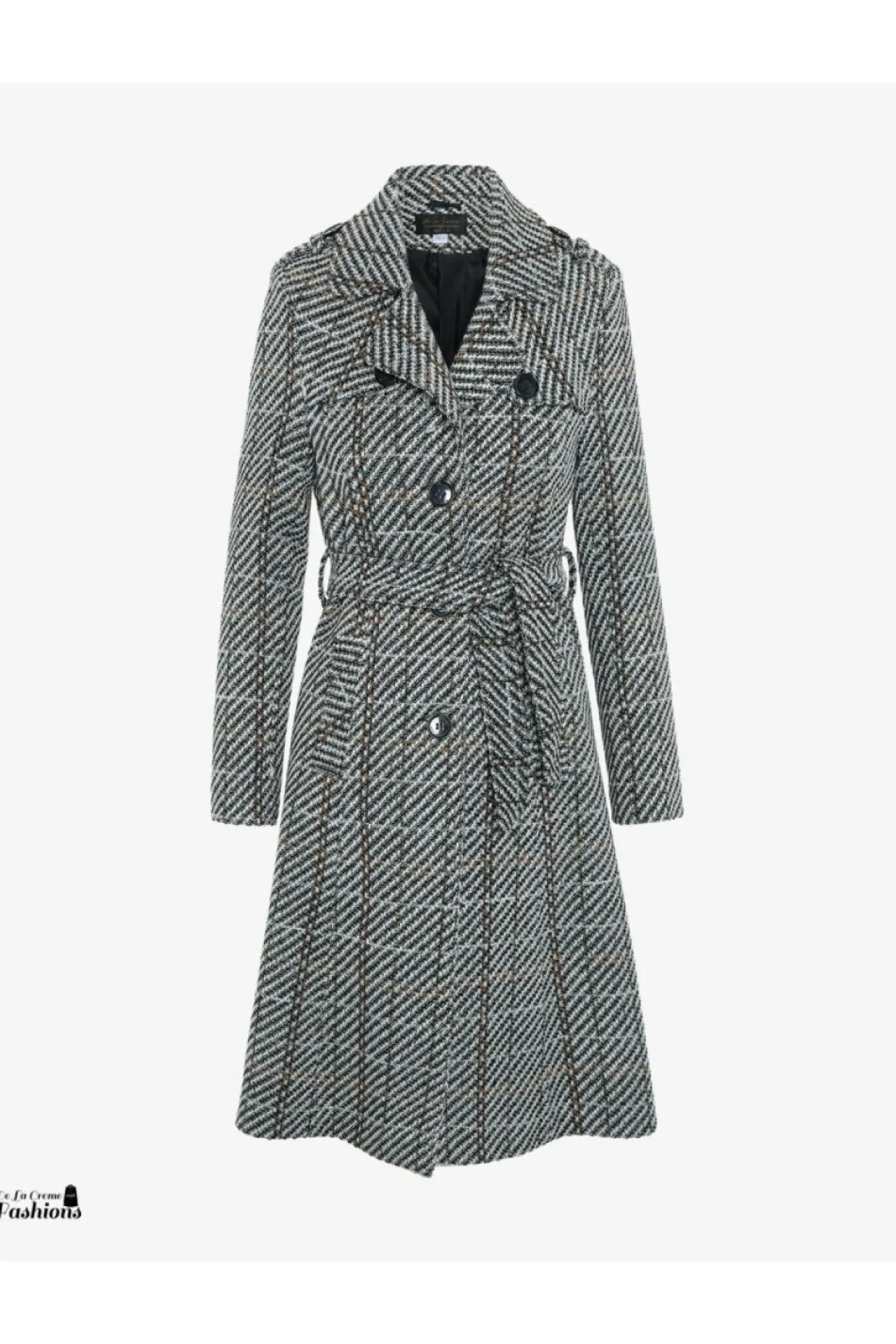 Outerwear^De La Creme Fashions Wool Blend Check Military Duster Coat