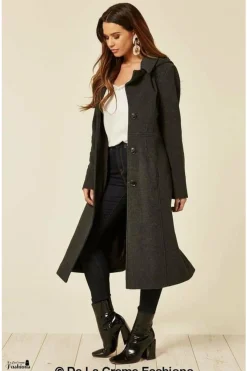 Outerwear^De La Creme Fashions Wool Blend Hooded Mid Length Coat