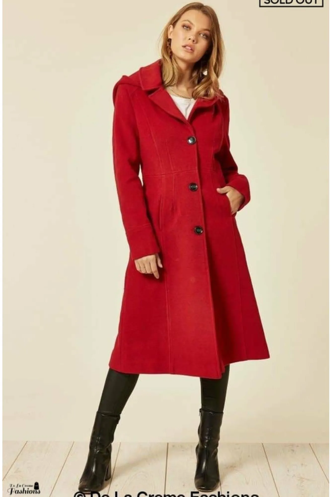 Outerwear^De La Creme Fashions Wool Blend Hooded Mid Length Coat