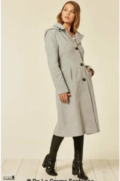 Outerwear^De La Creme Fashions Wool Blend Hooded Mid Length Coat