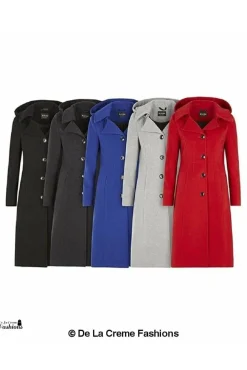 Outerwear^De La Creme Fashions Wool Blend Hooded Mid Length Coat