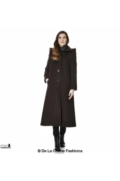 Outerwear^De La Creme Fashions Wool Blend Faux Fur Trim Hood Long Coat
