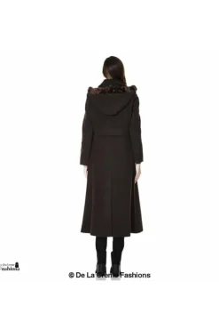 Outerwear^De La Creme Fashions Wool Blend Faux Fur Trim Hood Long Coat