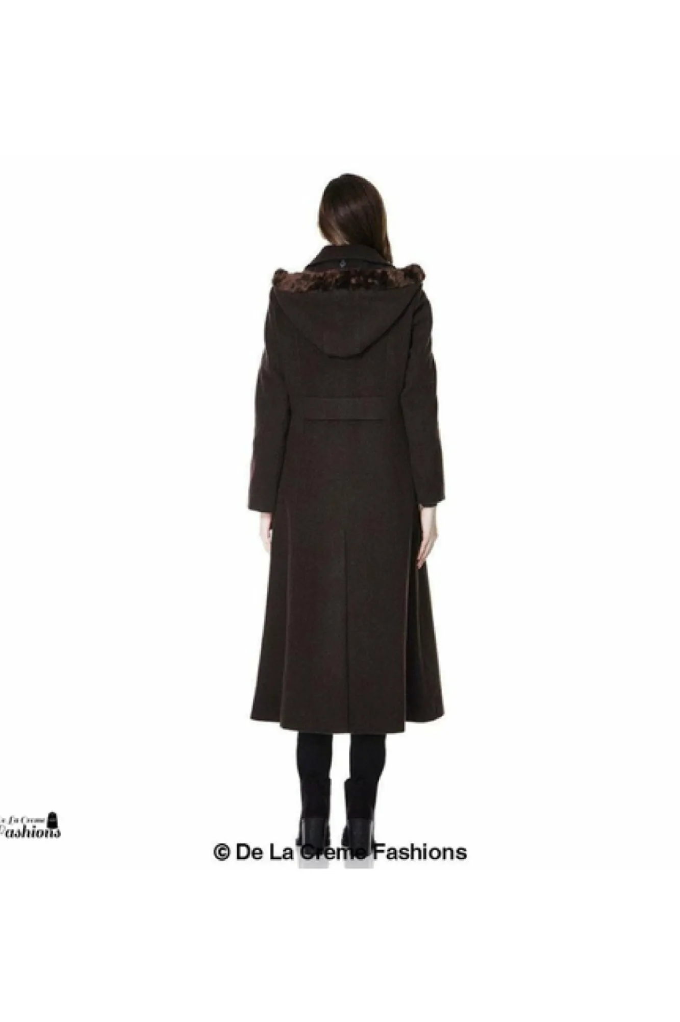 Outerwear^De La Creme Fashions Wool Blend Faux Fur Trim Hood Long Coat
