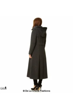 Outerwear^De La Creme Fashions Wool Blend Faux Fur Trim Hood Long Coat