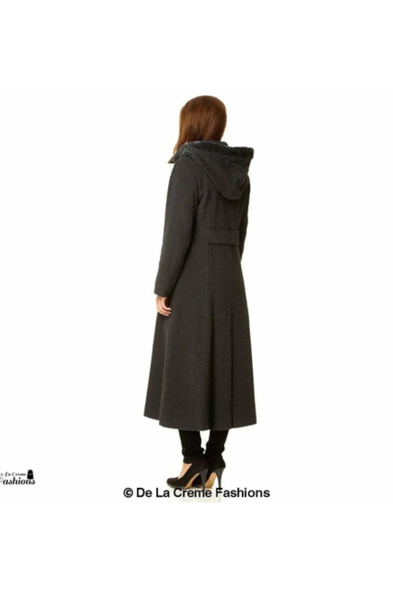 Outerwear^De La Creme Fashions Wool Blend Faux Fur Trim Hood Long Coat