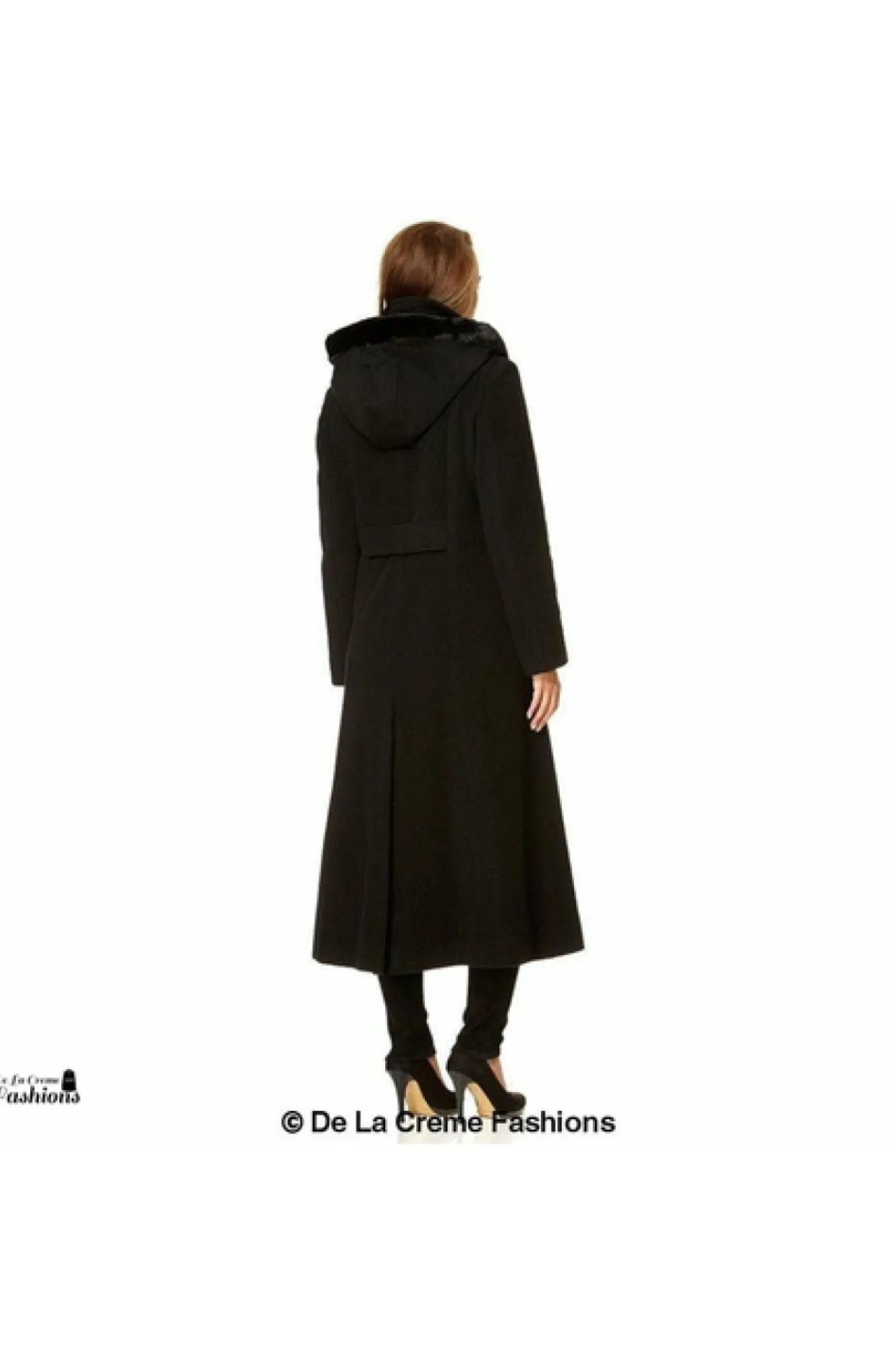 Outerwear^De La Creme Fashions Wool Blend Faux Fur Trim Hood Long Coat