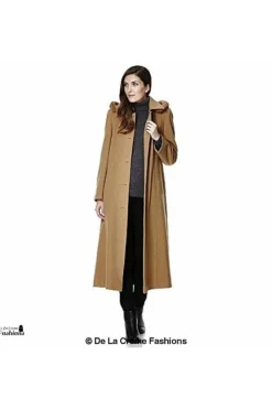Outerwear^De La Creme Fashions Wool Blend Faux Fur Trim Hood Long Coat
