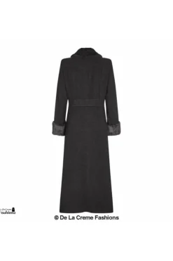 Outerwear^De La Creme Fashions Wool Blend Faux Fur Trim Maxi Coat