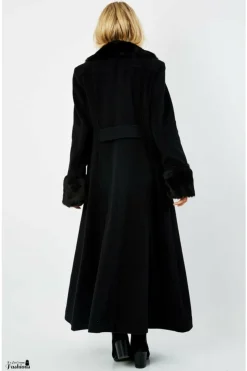 Outerwear^De La Creme Fashions Wool Blend Faux Fur Trim Maxi Coat
