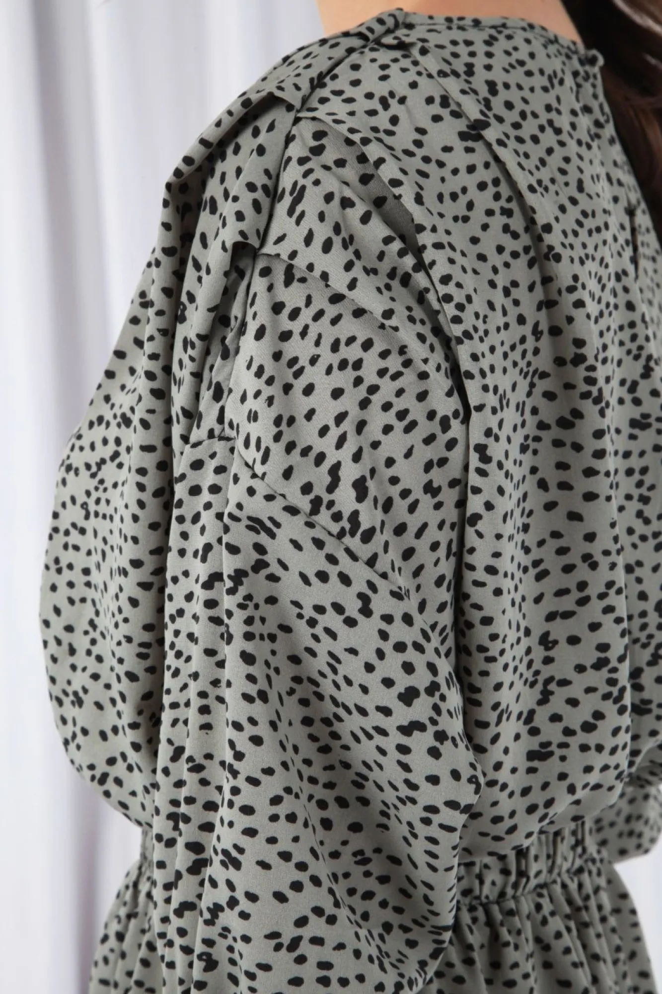 Mini Dresses^Double Second Animal Print Relaxed Shoulder Dress Sage