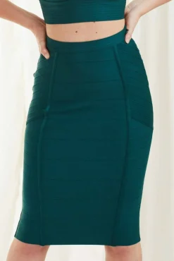 Skirts^Double Second Bandage Pencil Skirt Green
