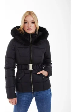 Outerwear^Double Second Belted Short Puffer Black