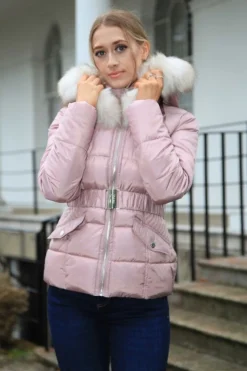 Outerwear^Double Second Belted Short Puffer Pink