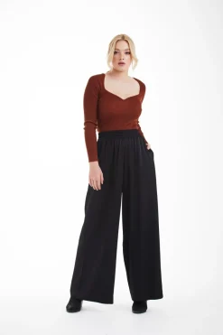 Trousers^Double Second Black Lux Wide Leg Trousers Olivegreen