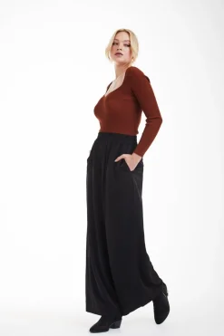 Trousers^Double Second Black Lux Wide Leg Trousers Olivegreen