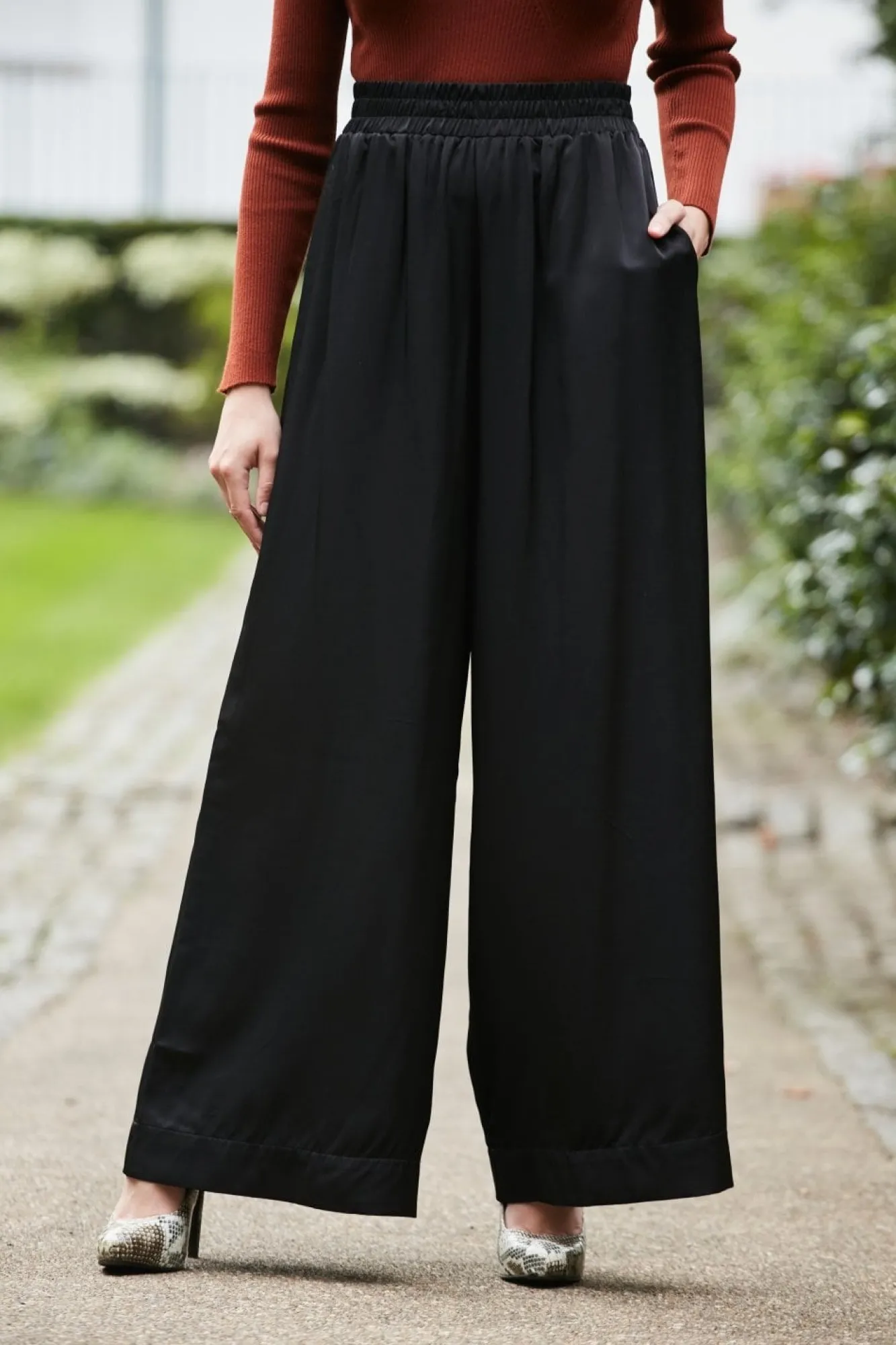 Trousers^Double Second Black Lux Wide Leg Trousers Olivegreen