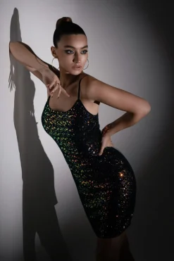 Mini Dresses^Double Second Colour Sequin Strappy Fitted Dress Multi