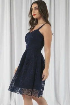 Mini Dresses^Double Second Embroidered Lace Skater Dress Navy