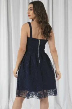 Mini Dresses^Double Second Embroidered Lace Skater Dress Navy