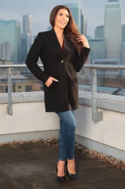 Outerwear^Double Second Faux Wool Notch Neck Coat Black
