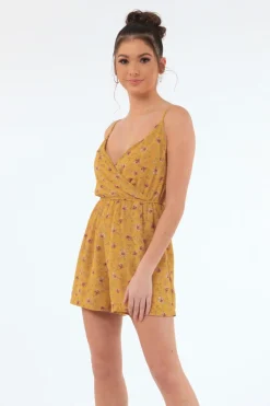 Jumpsuits^Double Second Floral Playsuit Yellow