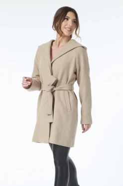 Outerwear^Double Second Hooded Wool Blend Wrap Coat Camel