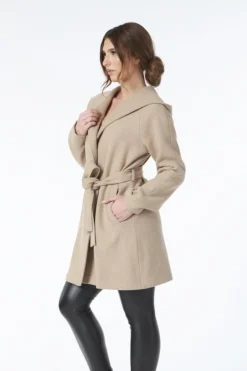 Outerwear^Double Second Hooded Wool Blend Wrap Coat Camel