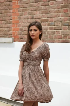Mini Dresses^Double Second Irregular Polka Dot Dress Camel