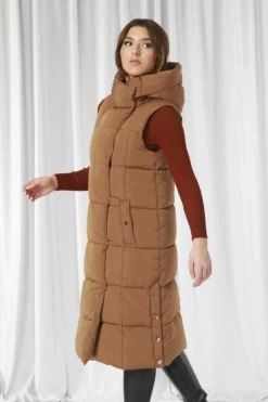 Outerwear^Double Second Long Lux Wrap Gilet Puffer Camel