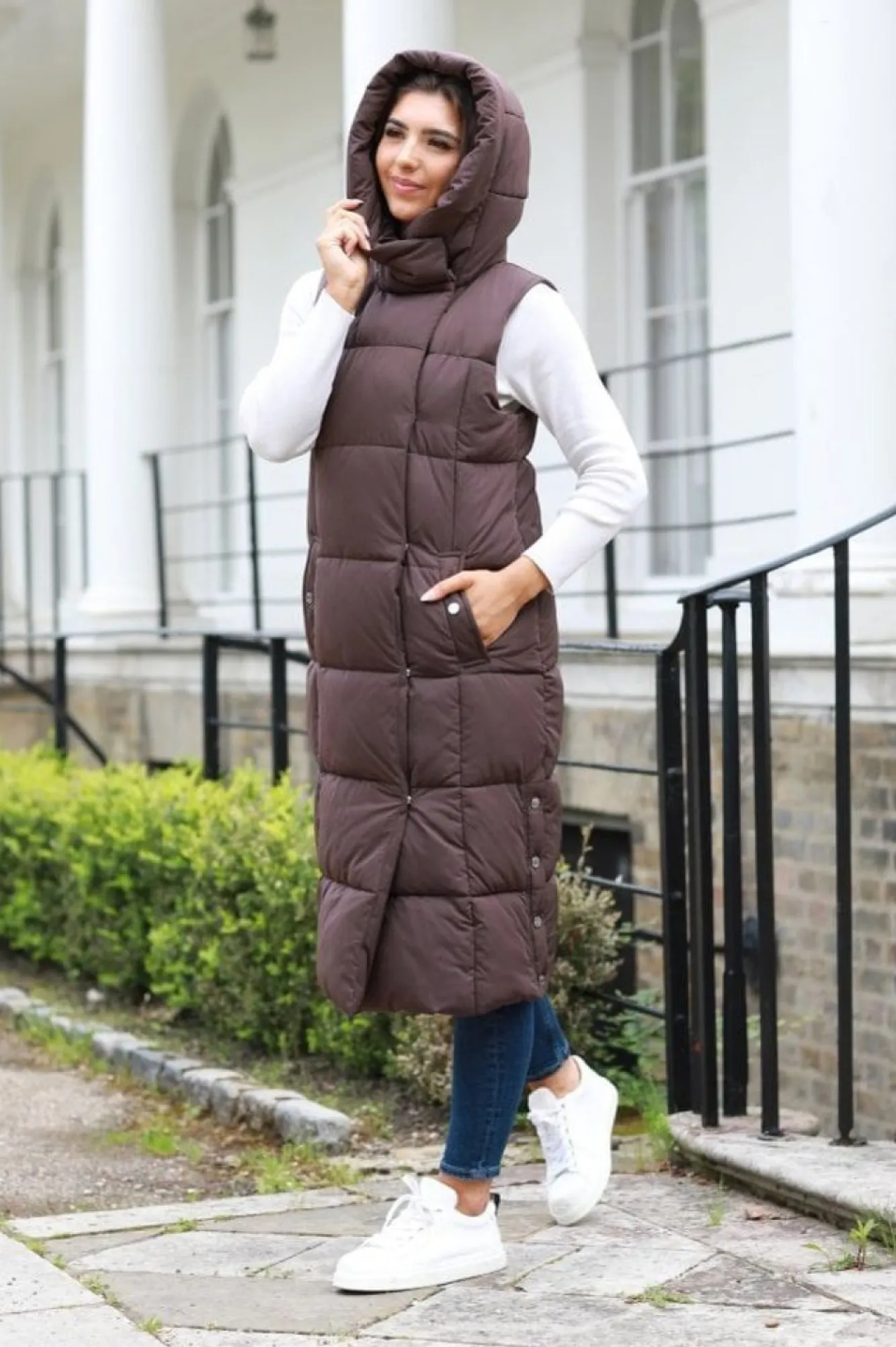 Outerwear^Double Second Long Lux Wrap Gilet Puffer Brown
