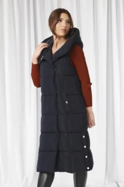Outerwear^Double Second Long Lux Wrap Gilet Puffer Navy