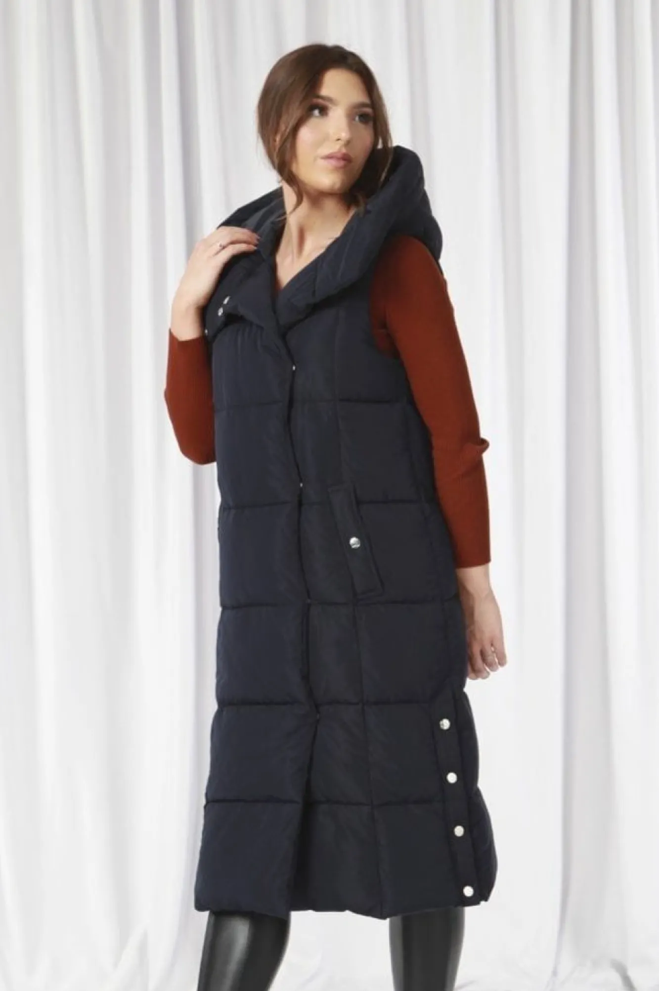 Outerwear^Double Second Long Lux Wrap Gilet Puffer Navy